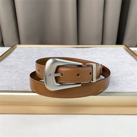 Y*L belts in leather 25mm silver hardware brown