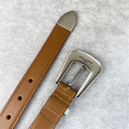 Y*L belts in leather 25mm silver hardware brown