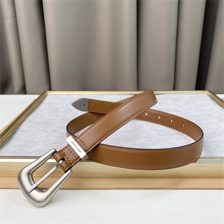 Y*L belts in leather 25mm silver hardware brown