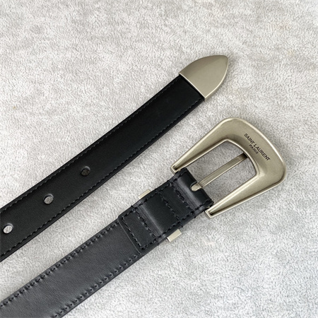 Y*L belts in leather 25mm silver hardware black