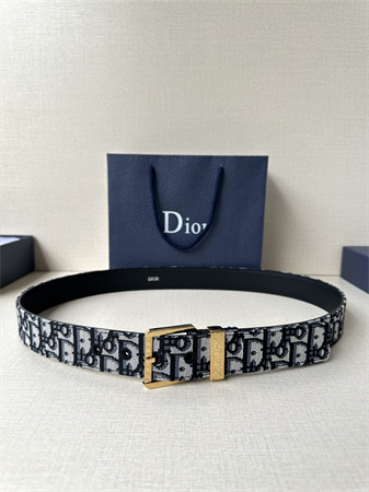 D*or belts in blue jacquard canvas & calfskin 35mm hardware color options