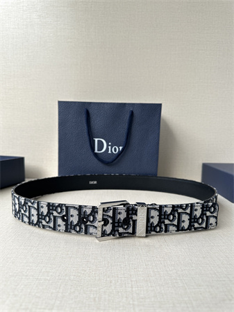 D*or belts in blue jacquard canvas & calfskin 35mm hardware color options