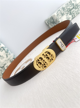 D*or belts in calfskin black/brown 35mm gold hardware