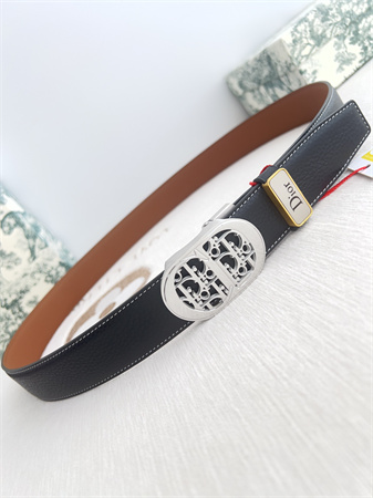 D*or belts in calfskin black/brown 35mm gold hardware