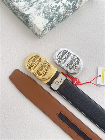 D*or belts in calfskin black/brown 35mm gold hardware