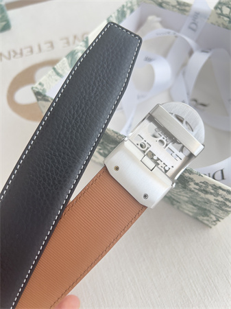 D*or belts in calfskin black/brown 35mm silver hardware
