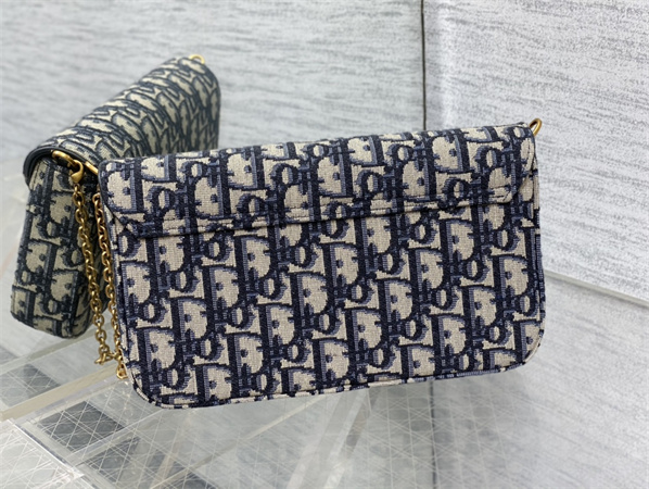 cd saddle pouch with chain blue D*or oblique jacquard