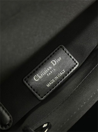 cd mini lady D*or bag satin with crystal cannage silver tone metal black