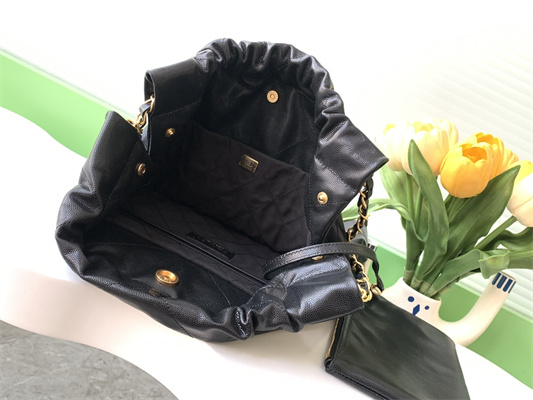 Cha.nel 22 Small Handbag Grained Calfskin Gold Tone Metal Black AS3260