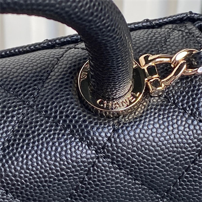 Ch*el clutch with chain grained calfskin & gold-tone metal black ap4244