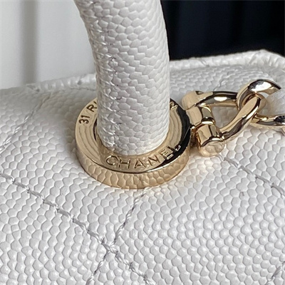 Ch*el clutch with chain grained calfskin & gold-tone metal white ap4244
