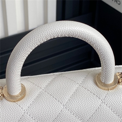 Ch*el clutch with chain grained calfskin & gold-tone metal white ap4244