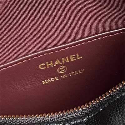 Ch*el small hobo bag grained calfskin & gold-tone metal black ap4386