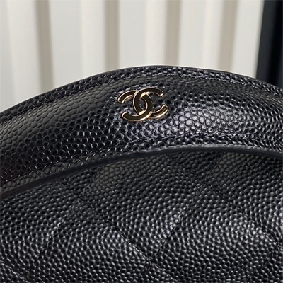 Ch*el clutch with chain grained calfskin & gold-tone metal black ap4406