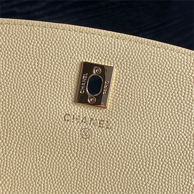 Ch*el clutch with chain grained calfskin & gold-tone metal beige ap4406