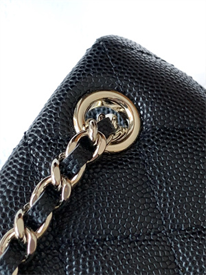 Ch*el classic clutch with chain grained calfskin & gold-tone metal black ap4422