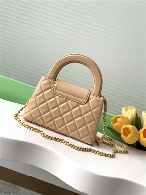 Cha.nel Mini Shopping Bag Kelly Bag Shiny Aged Calfskin Gold-Tone Metal Beige AS4416