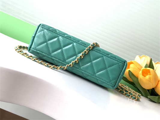 Cha.nel Mini Shopping Bag Kelly Bag Shiny Aged Calfskin Gold-Tone Metal Green AS4416