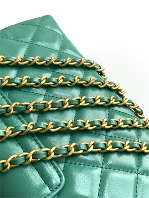 Cha.nel Mini Shopping Bag Kelly Bag Shiny Aged Calfskin Gold-Tone Metal Green AS4416