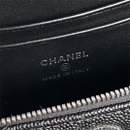 Ch*el vanity with chain grained calfskin & silver-tone metal black ap4414