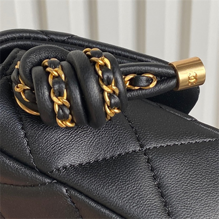 Ch*el mini flap bag with top handle lambskin gold tone metal black color as5298