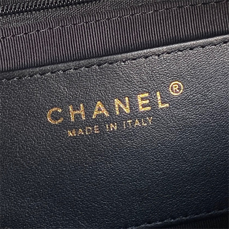 Ch*el top handle bag with chain lambskin & gold-tone metal black as5300