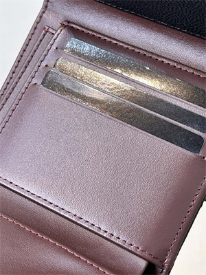 Ch*el small flap wallet tri-fold grained calfskin gold tone metal black a82288 (big grain)