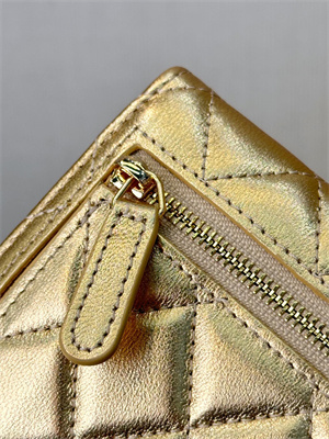 Ch*el small flap wallet tri-fold lambskin gold tone metal gold a82288