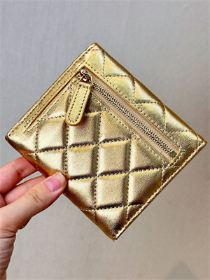 Ch*el small flap wallet tri-fold lambskin gold tone metal gold a82288
