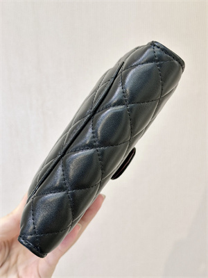 Ch*el snap wallet lambskin gold tone metal black a48667