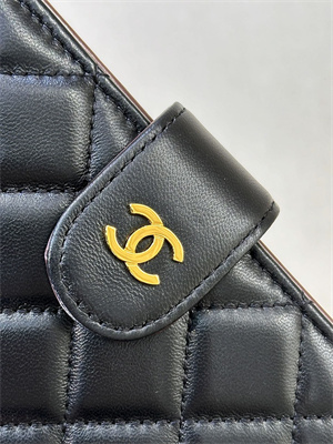 Ch*el snap wallet lambskin gold tone metal black a48667
