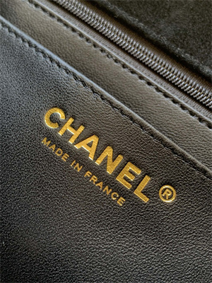 Cha.nel Mini Classic Flap Bag Suede Gold Tone Metal Black 01116