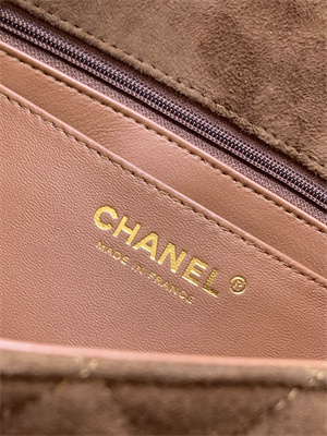 Cha.nel Mini Classic Flap Bag Suede Gold Tone Metal Brown 01116