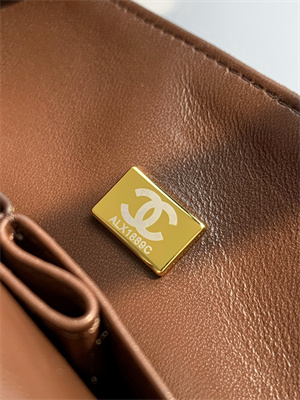 Cha.nel Medium Classic Flap Bag Suede Gold Tone Metal Coffee 01112