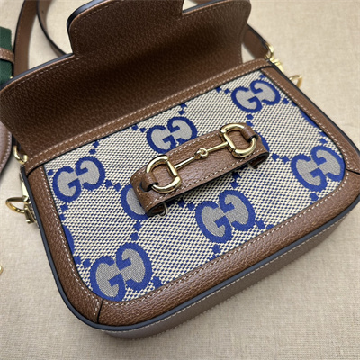 Gu.cci Horsebit 1955 Blue Jumbo GG Mini Bag 658574