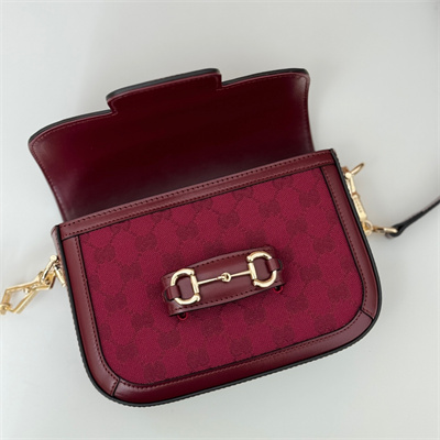 Gu.cci Horsebit 1955 Mini Bag GG Canvas Burgundy 658574