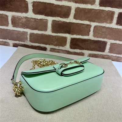 Gu.cci Horsebit 1955 Small Shoulder Bag Green Leather 735178