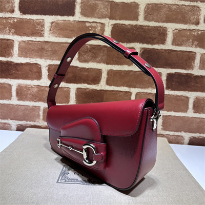 Gu.cci Horsebit 1955 Small Shoulder Bag Burgundy Leather 764155