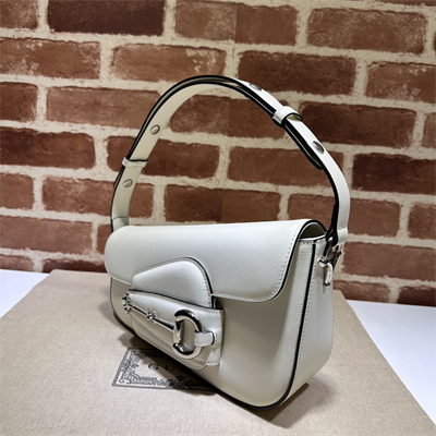 Gu.cci Horsebit 1955 Small Shoulder Bag White Leather 764155