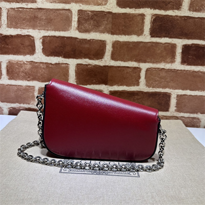 Gu.cci Horsebit 1955 Mini Shoulder Bag Burgundy Leather 774209