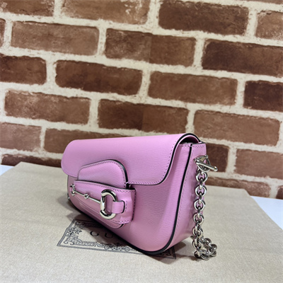 Gu.cci Horsebit 1955 Mini Shoulder Bag Pink Leather 774209