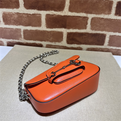 Gu.cci Horsebit 1955 Mini Shoulder Bag Orange Leather 774209