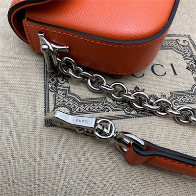Gu.cci Horsebit 1955 Mini Shoulder Bag Orange Leather 774209