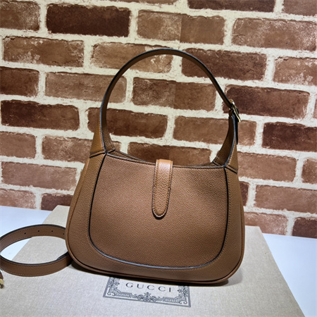 Gu.cci Jackie 1961 Small Shoulder Bag Brown Grained Leather 636709