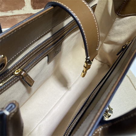 Gu.cci Jackie 1961 Medium Tote Bag GG Canvas&Brown Leather 649016