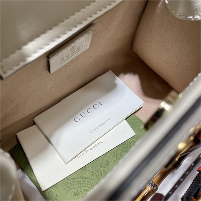 Gu.cci Diana Mini Tote Bag White Leather 655661