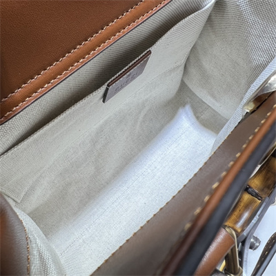 gu.cci diana small tote bag brown leather with G*u*i printing 660195