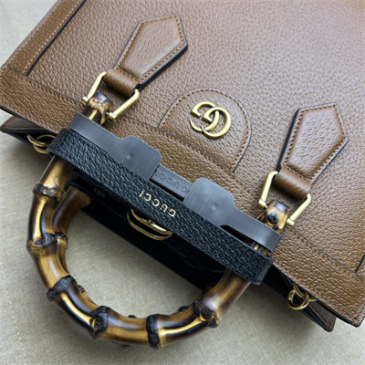 Gu.cci Diana Small Tote Bag Brown Leather 2 Straps 702721