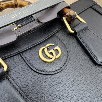 Gu.cci Diana Small Tote Bag Black Leather 2 Straps 702721