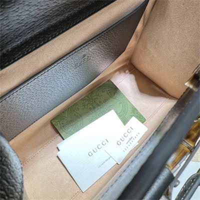 Gu.cci Diana Small Tote Bag Black Leather 2 Straps 702721